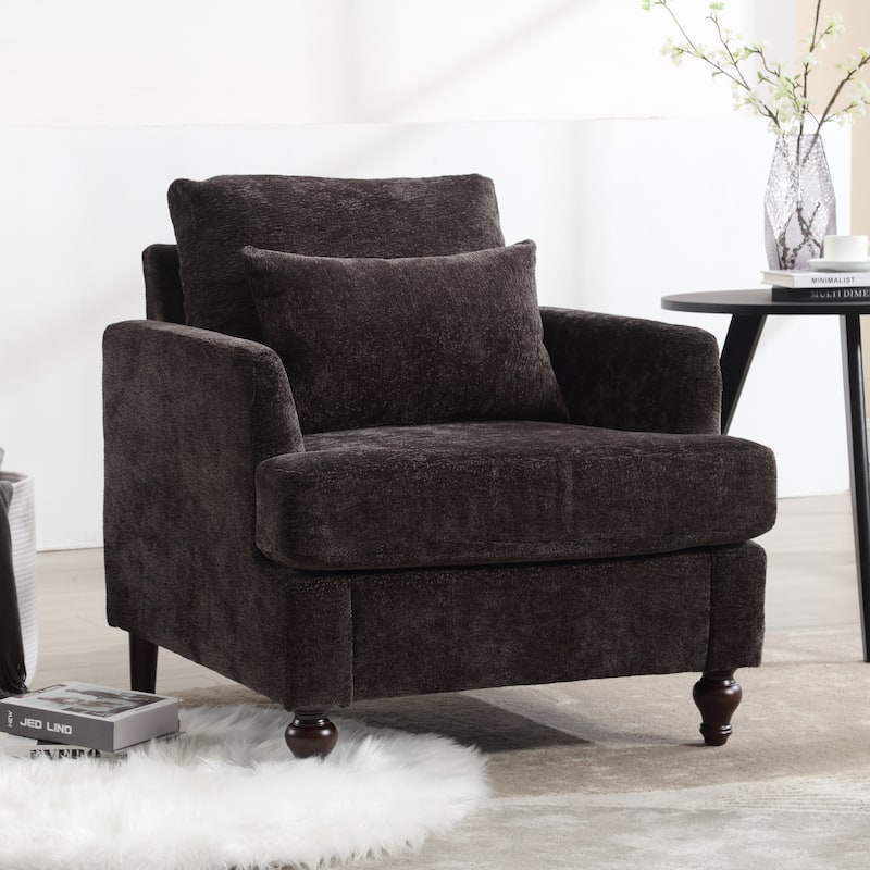 HOMEFUN Wood Frame Armchair, Modern Accent Chair Lounge Chair for Living Room