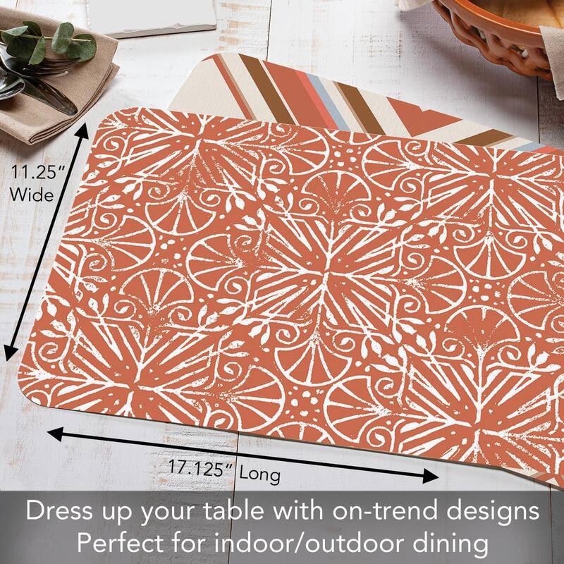 Mohave 4 Pack Reversible Easy Care Flexible Plastic Placemats Made in The USA BPA Free Easily Wipes Clean