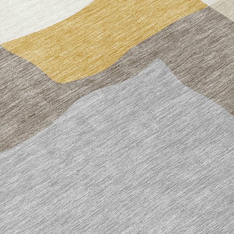 Machine Washable Indoor/ Outdoor Contemporary Blox Chantille Rug