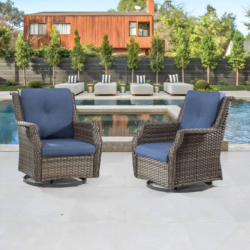 Cozywor Wicker Patio Outdoor Lounge Chair Swivel Rocking Chair