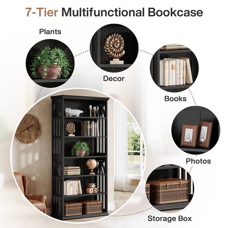 75-Inch Tall Bookshelf Bookcase, 6-tier Bookshelves Display Shelf for Living Room, Home Office, Bedroom