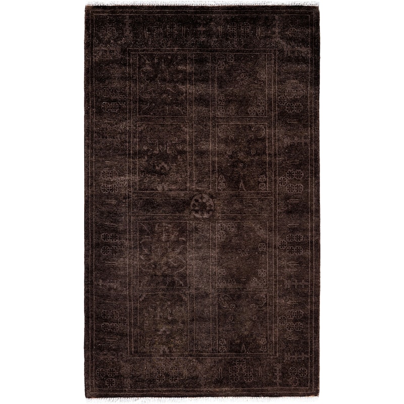 Overdyed One-of-a-Kind Hand-Knotted Runner Rug - Brown - 2' 7" x 4' 4"