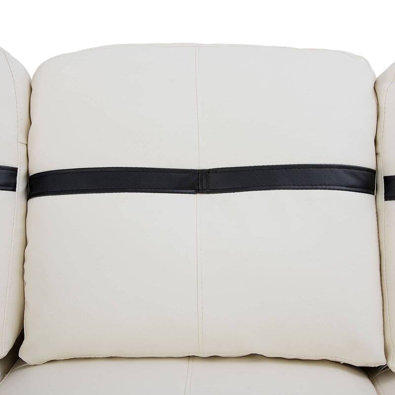 White And Black Semi PU Synthetic Leather 3-Piece Couch Living Room Sofa Set