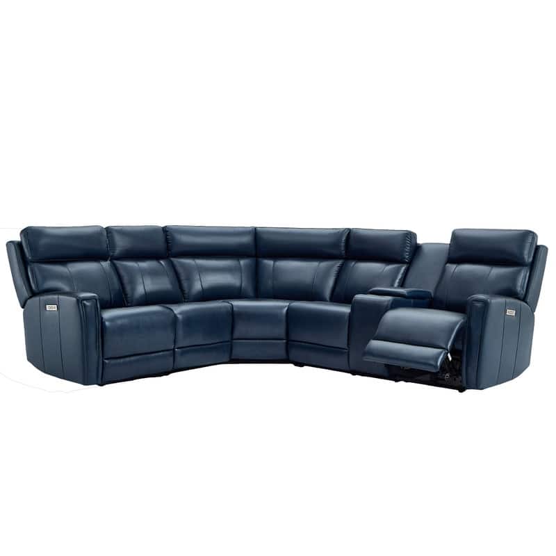 104" W Genuine Leather Power Recliner Sectional Sofa with Zero Gravity, Ajustable Headrest, USB Ports & Console