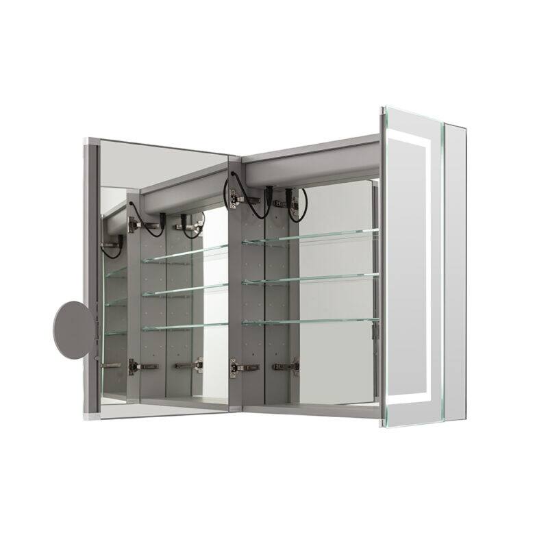 AQUADOM Royal Basic Q LED Medicine Cabinet, Defogger, 3X Vertically Adjustable Magnifying Mirror - 30"x30"x5"