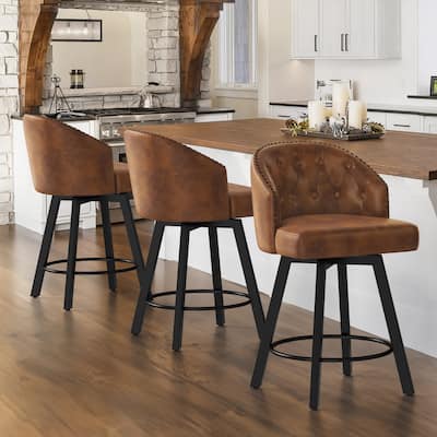 26" Counter Height Bar Stools, Swivel Counter Stools With Backs - 26" H