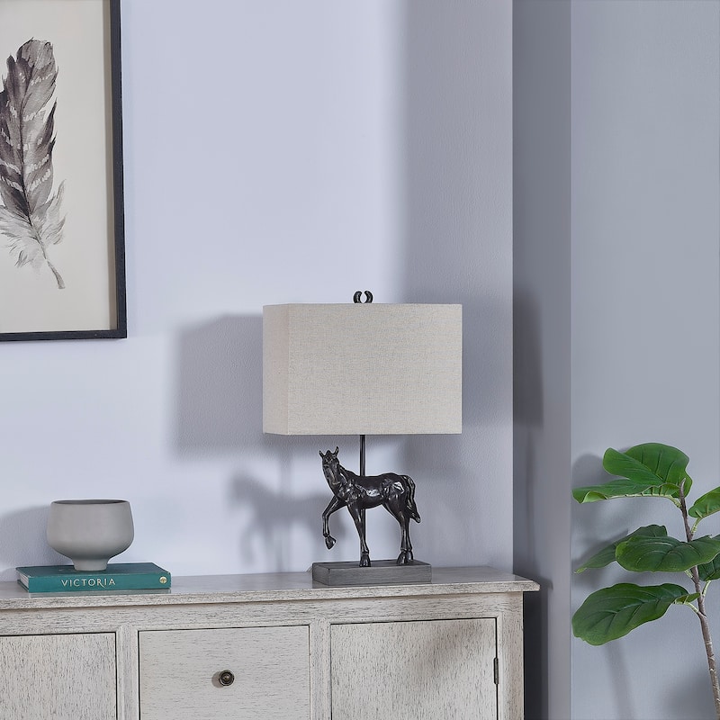 20.25"H Bronze Resin Horse Table Lamp With Shade - 12" x 7" x 20.25"