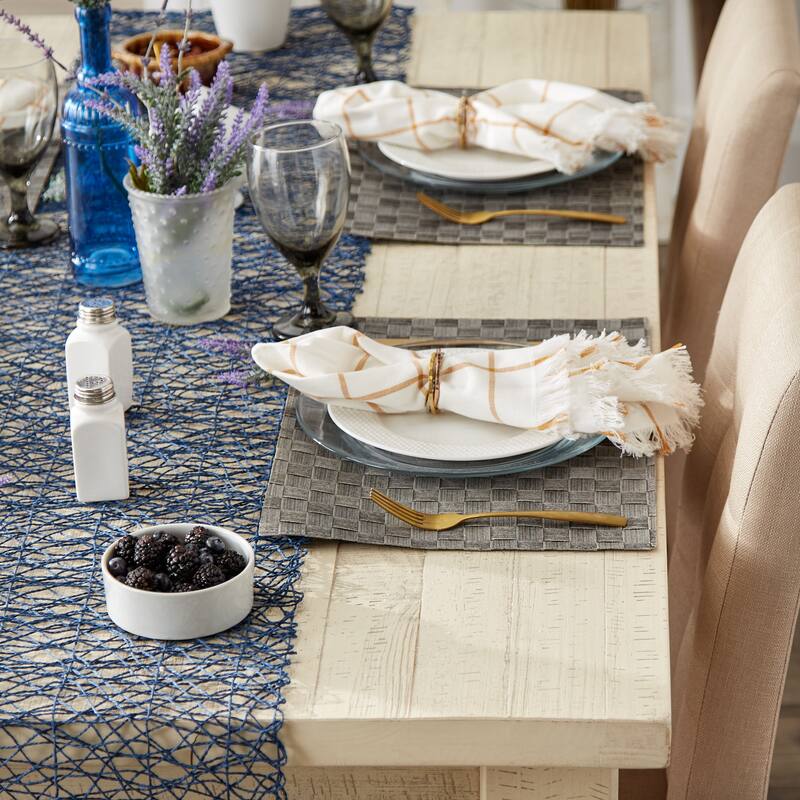 Leather Brown Basketweave Rectangle Woven Placemat (Set of 4)