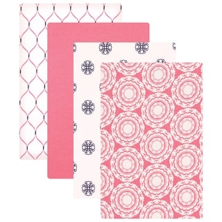 Hudson Baby Infant Girl Cotton Flannel Receiving Blankets Set, Medallion, One Size - Medallion - One Size