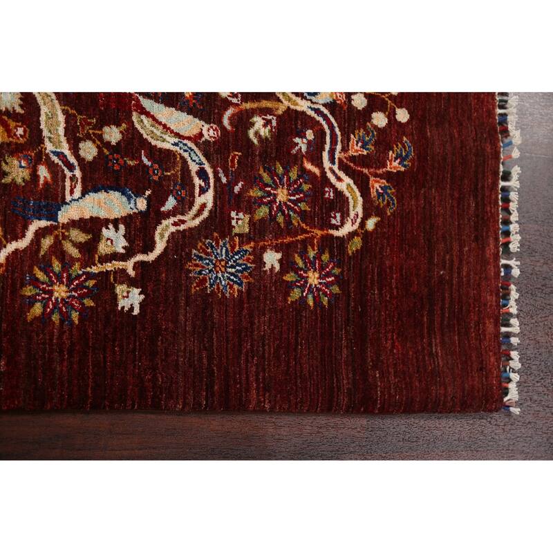 Vegetable Dye Tree Of Life Tabriz Oriental Area Rug Hand-knotted Wool - 3'3" x 5'1"