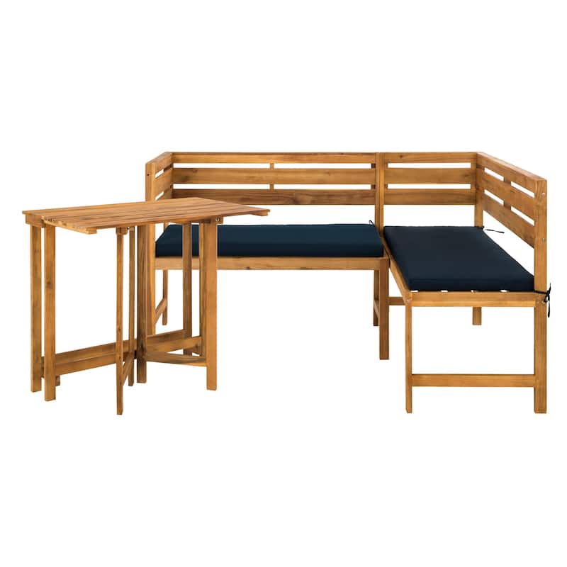 SAFAVIEH Outdoor Kenna 3-Piece Balcony Corner Lounge Set - 39Wx19Dx33H