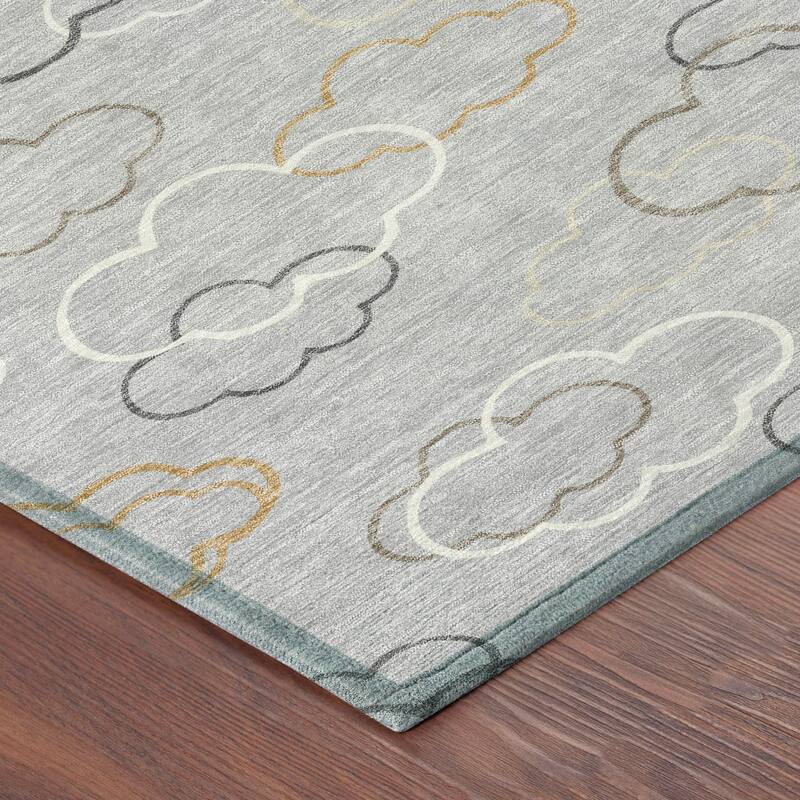 Machine Washable Indoor/ Outdoor Modern Clouds Chantille Rug