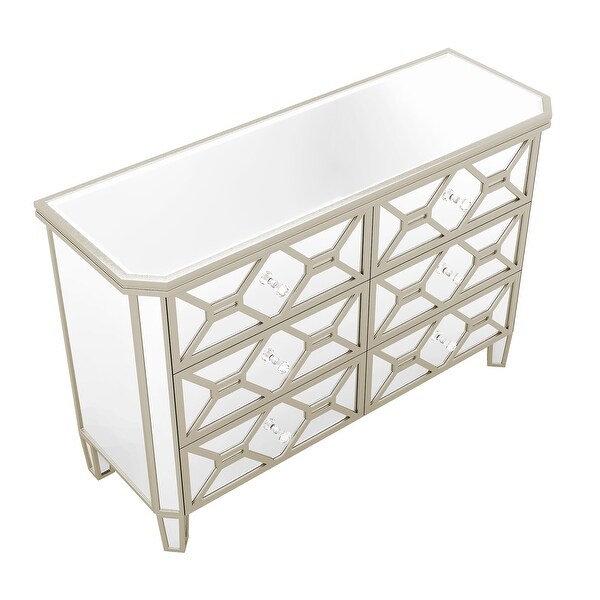 通販生活 ファッション 6-Drawer Mirror-Finish Gold Refined Silver Dresser Chic with 複数作家