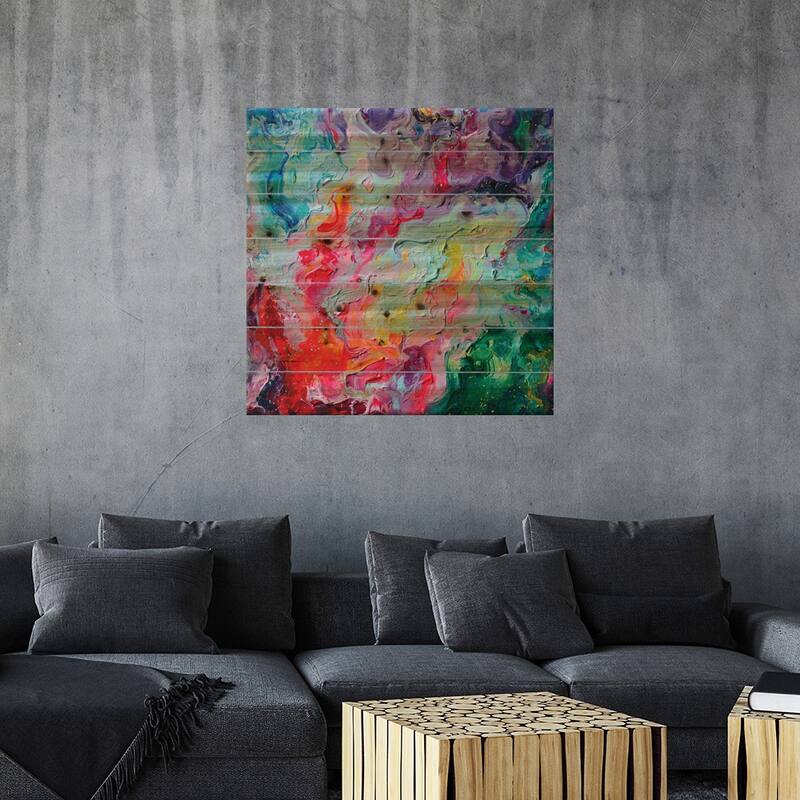 Elements Print On Wood by Tanya Shatseva - Multi-Color