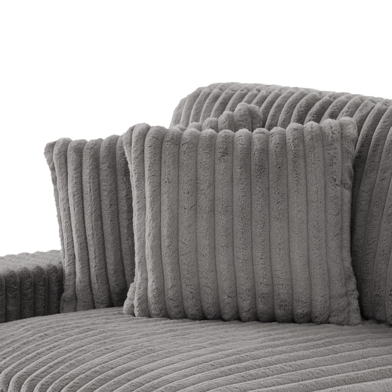 Modern Stripe Faux Fur Square Throw Pillows (Set of 2)