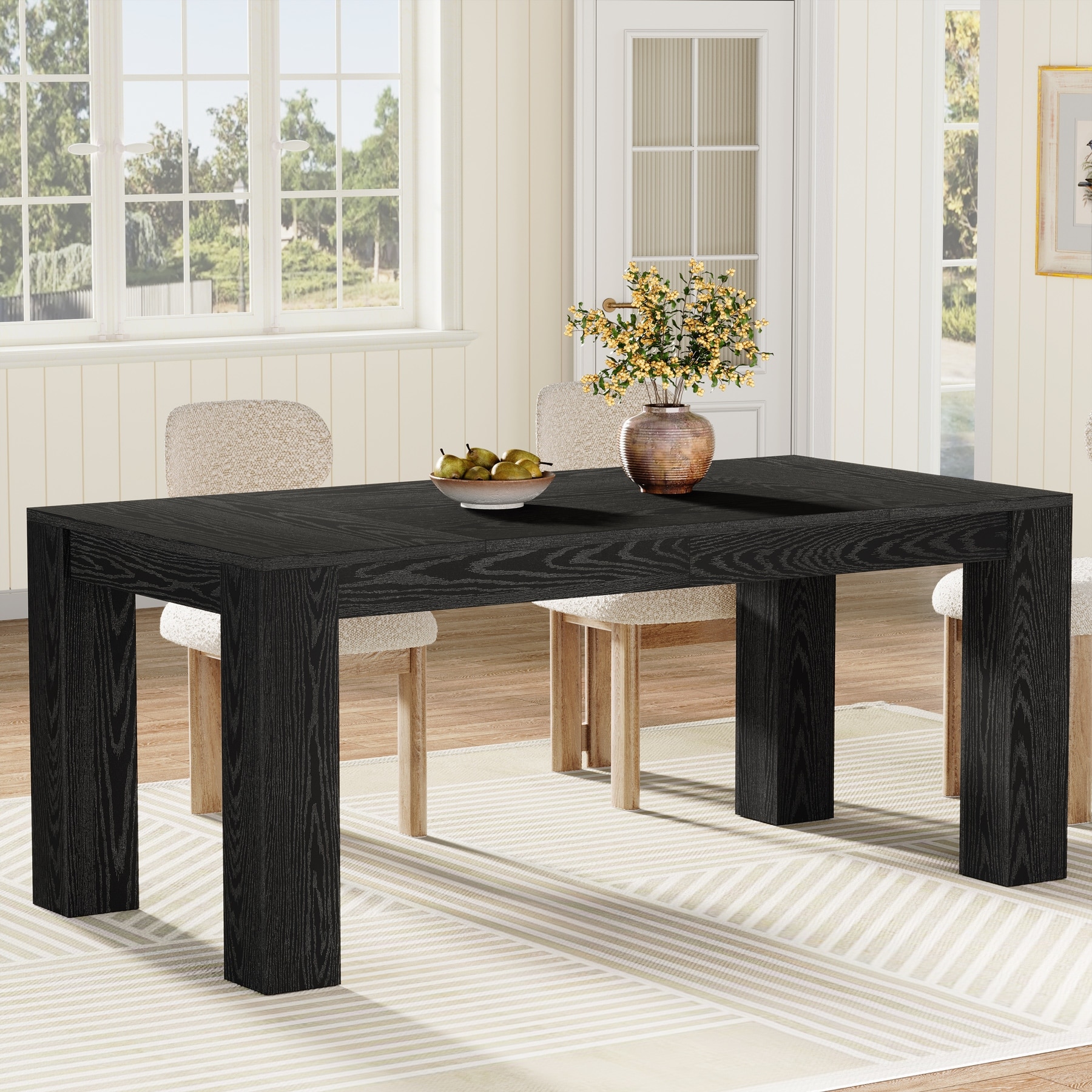 63 Inches Rectangular Modern Wood Dining Table for 4
