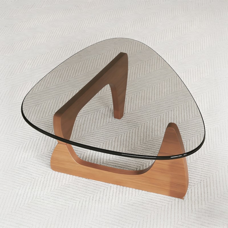 Modern Glass Coffee Table for Outdoor or Indoor End Table in Walnut