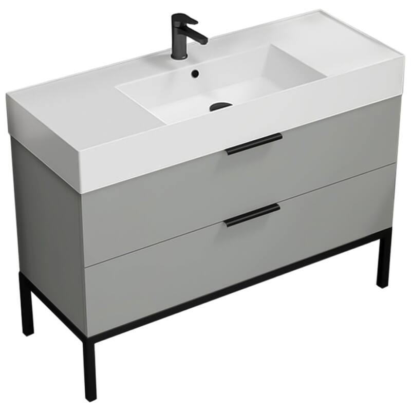 Nameeks Derin-4818 Derin 48" Free Standing Single Basin Vanity Set - Grey Mist - Steel Finish