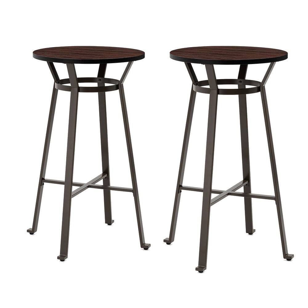 Glitzhome 41"H Rustic Steel Pub/Bar Table with Elm Wood Round Top