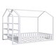 preview thumbnail 9 of 14, Full Floor House Bed Frame with Storage Shelves - White