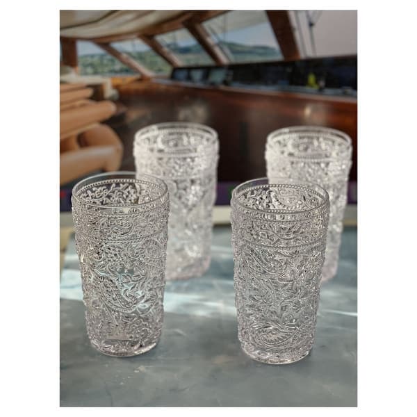 LeadingWare Hi Ball Paisley Acrylic Drinking Glasses Set of 4 (17oz) -  3.38" W x 3.38" L x 6" H - On Sale - Bed Bath & Beyond - 38210365