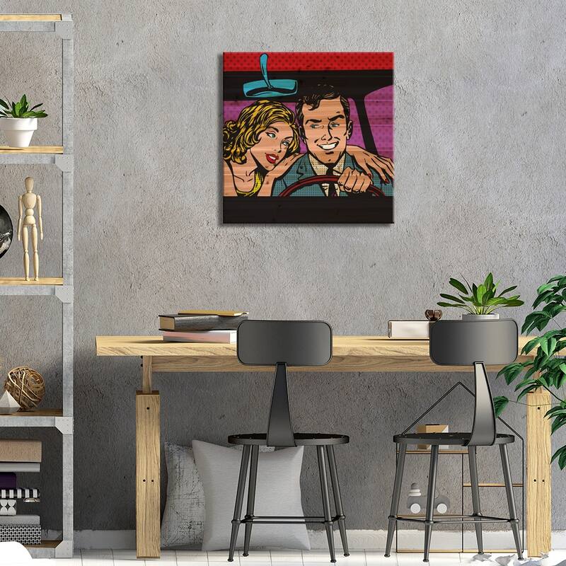 Pop Art Comics Retro Style Halftone Print On Wood by Depositphotos - Multi-Color