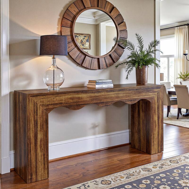 63” Farmhouse Console Table Narrow Hallway Stand for Entryway Living Room Brown