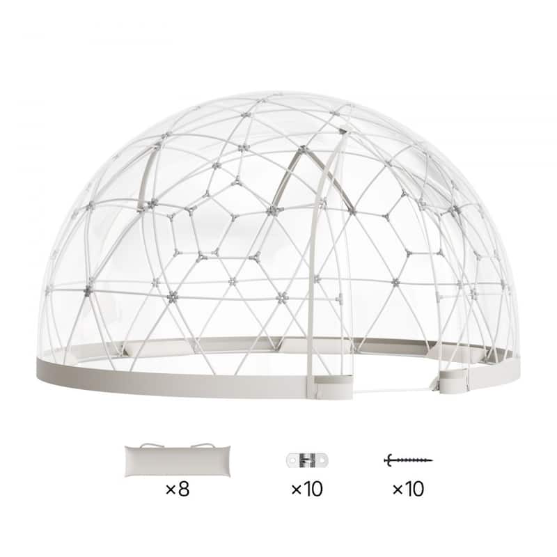 12ft Clear Weather-Resistant PVC Bubble Dome Igloo Tent with Windows and Zippered Door for Garden or Patio - 11.8 × 7.2 ft