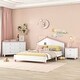 preview thumbnail 11 of 44, 3-Pieces Bedroom Sets, Platform Bed Frame with Nightstand & Storage Dresser, No Box Spring Needed, Easy Assembly White+Pink - Full