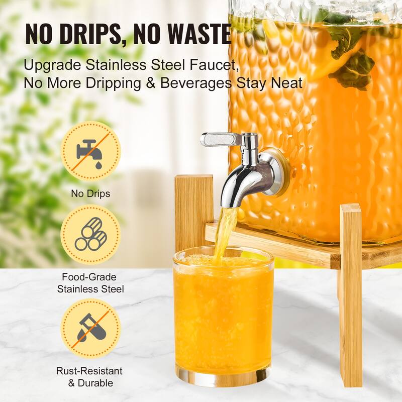 Beverage Dispenser with Spigot and Lid, Iced Tea Lemonade Juice Water Dispenser