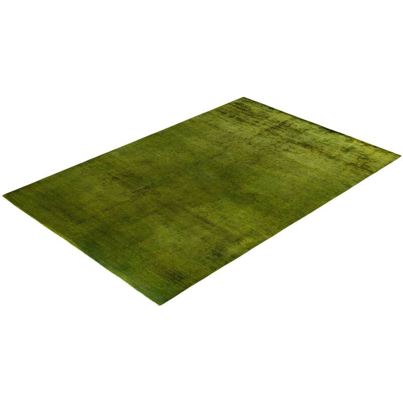 Overdyed One-of-a-Kind Hand-Knotted Area Rug - Green - 6' 3" x 9' 1"