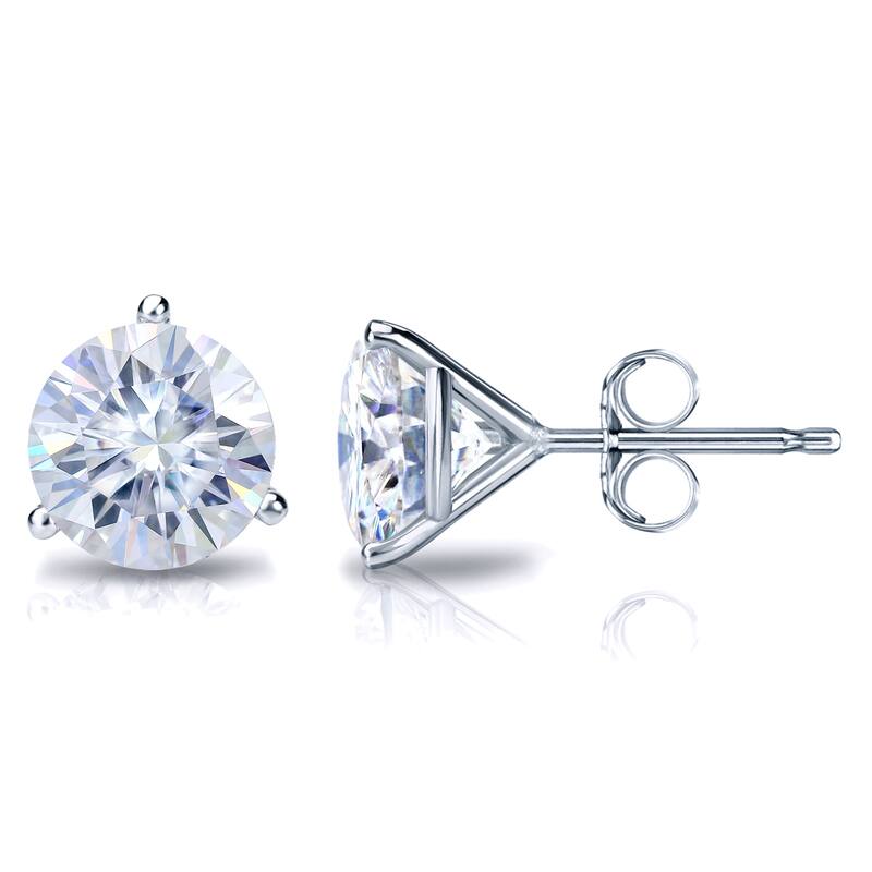 Auriya 2 1/2ctw Round Moissanite Stud Earrings 14k Gold Martini-set - 7 mm - White