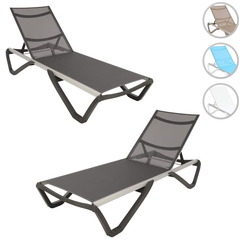 Furnish Theory Seabreeze Deck Patio Sunloungers Lounge Chairs Outdoor Chaise Lounges (Various Frame & Mesh Colors; Set of 2)