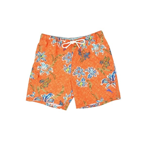 hawaiian print swim trunks