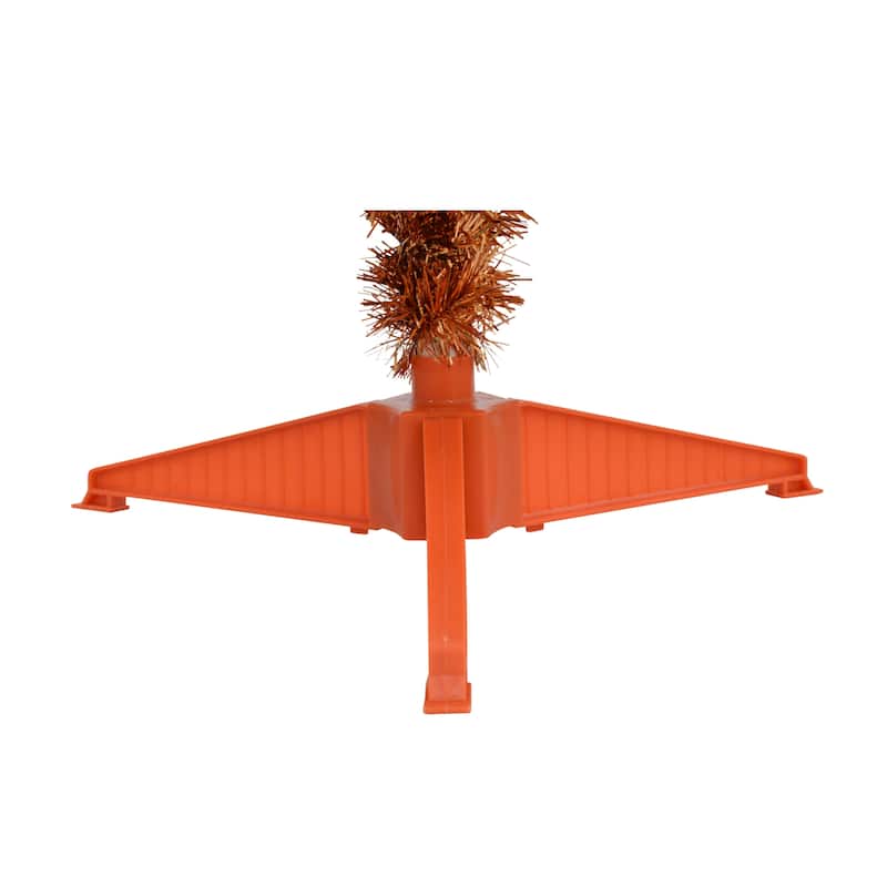 Puleo International 4.5 ft. Pre-lit Orange Tinsel Tree