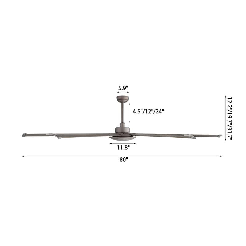 MLiAN 80" 8- Aluminum Blades DC indoor Ceiling Fan with Remote - 80