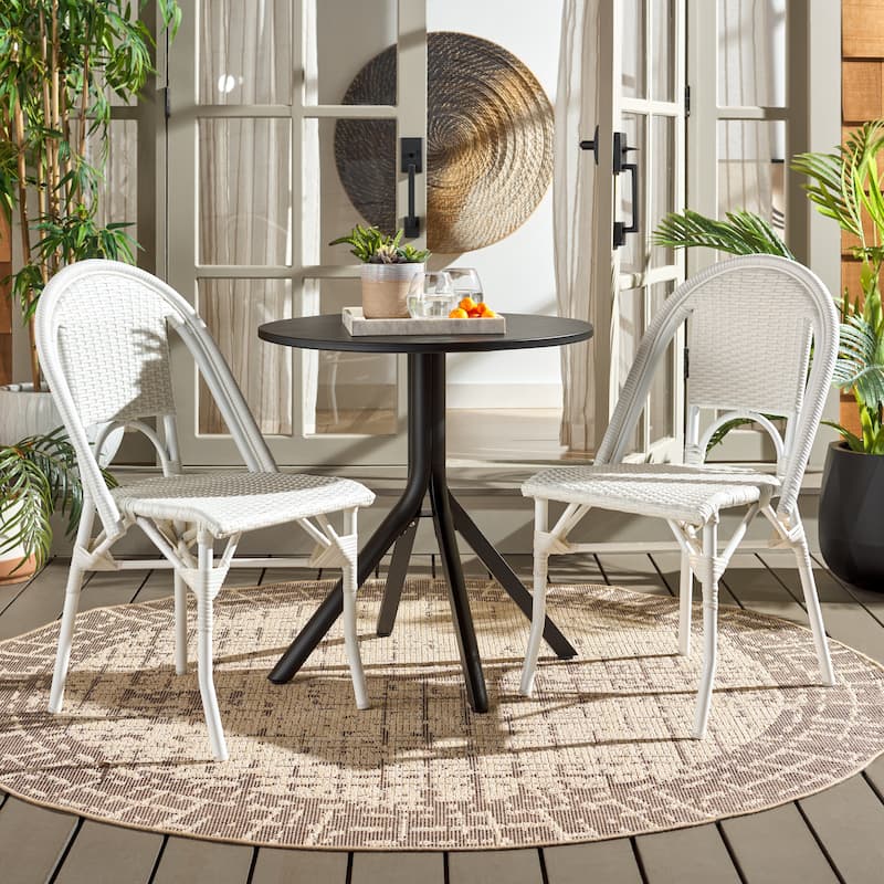 SAFAVIEH Outdoor Patio Furniture Torino Side Chair (Set of 2) - 21"W x 20"D x 33"H - White