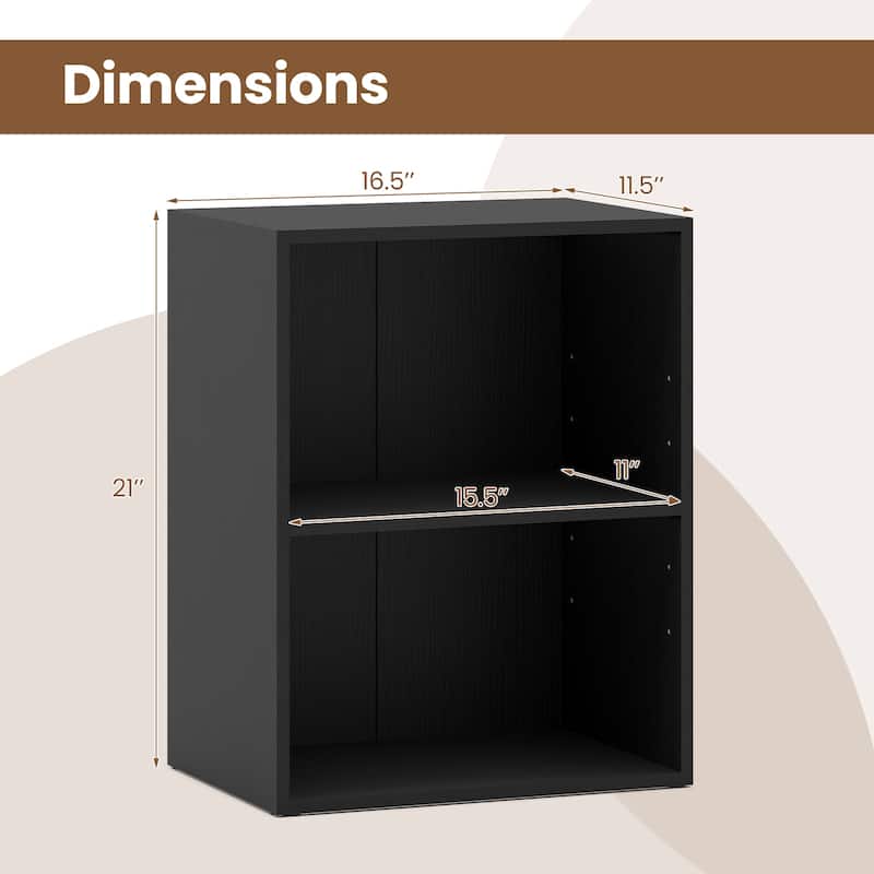 Gymax 2-Cube Bookcase w/ 5-Position Adjustable Shelf Anti-Toppling