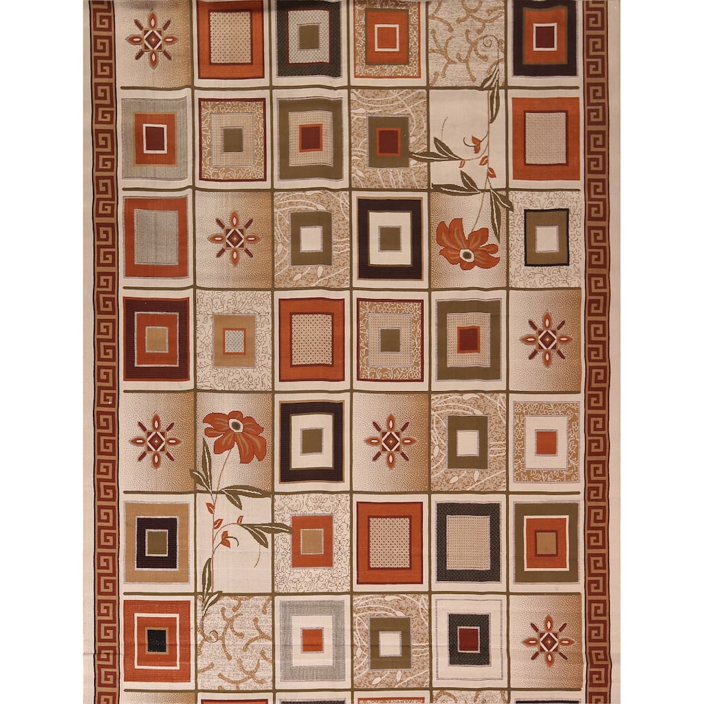 Contemporary Geometric Kashan Turkish Rug Machine Made Floral Carpet - 9'9" x 12'4"