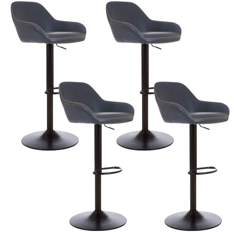 Glitzhome Mid-Century Height Adjustable Faux Leather Swivel Counter Bar Stools