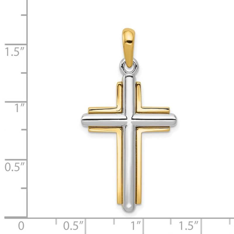 Curata 14k Two-Tone Gold 18" 29x20mm Solid Polished Gold Cross Necklace