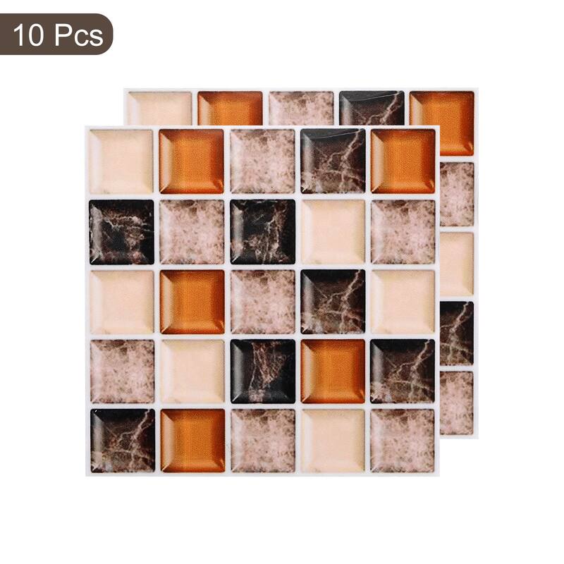 10 Sheets Peel and Stick Tiles Backsplash, 3.94x3.94x0.01" Black Beige