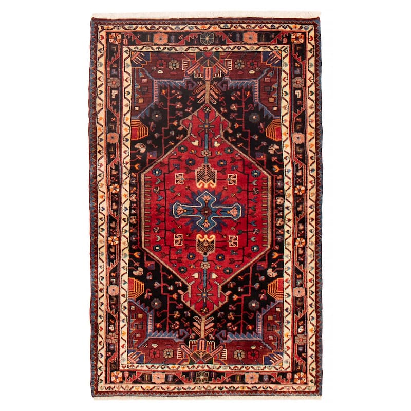 ECARPETGALLERY Hand-knotted Anatolian Vintage Black, Red Wool Rug - 3'7 x 6'0 - Black/ Red - 3'7 x 6'0