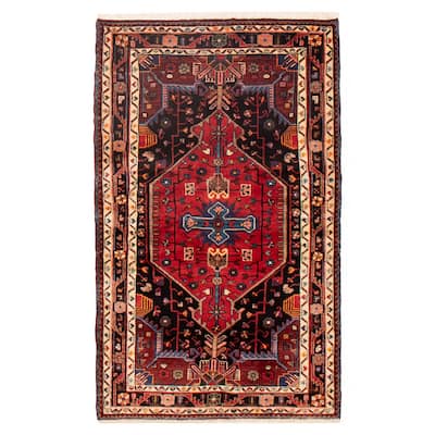 ECARPETGALLERY Hand-knotted Anatolian Vintage Black, Red Wool Rug - 3'7 x 6'0