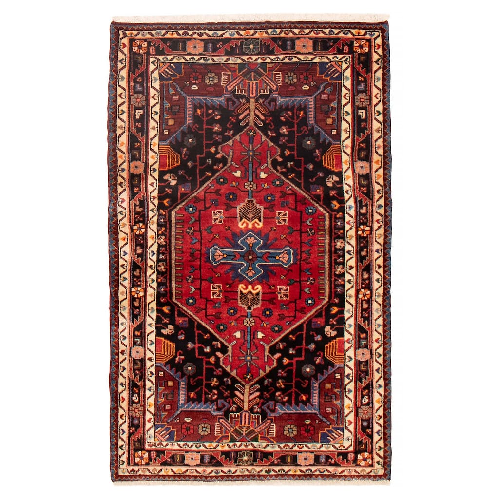 ECARPETGALLERY Hand-knotted Anatolian Vintage Black, Red Wool Rug - 3'7 x 6'0
