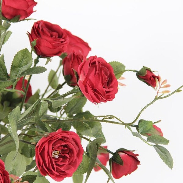FloralGoods Silk 6 Rose Bloom Stem in Red 37" Tall