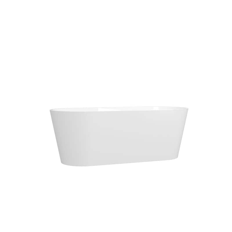 67 in. x 30 in. Acrylic Freestanding Soaking Bathtub with Center Drain in Glossy White