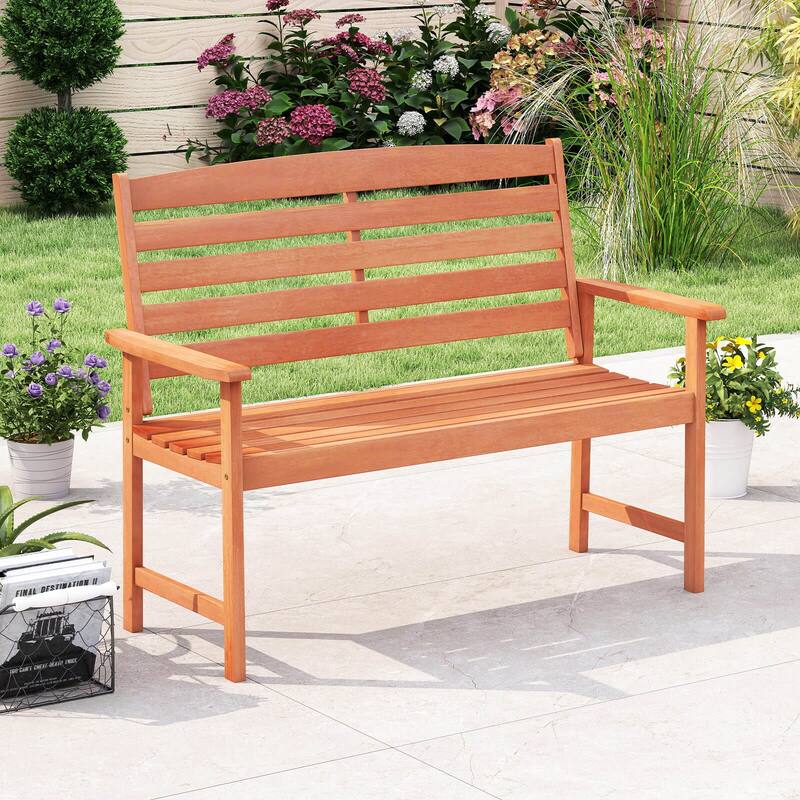 Costway Wooden Garden Bench 2-Person Patio Loveseat with Slatted - See Details
