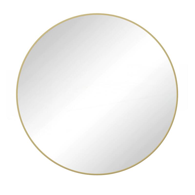 Wall Mirror Black Circular Mirror - 42 Inch - Gold
