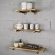 preview thumbnail 2 of 13, Furniture Pipeline Louisville 3-piece Wide Tiered Wall Shelf Set - 18", 24", and 30" Wide Brass Grey & Natural